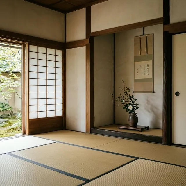 A traditional Japanese tatami room demonstrating the concept of Ma — intentional empty space as a design element