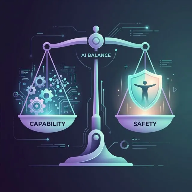Conceptual illustration of AI safety as a balance between capability and safety